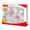NUK Kit First Choice Plus Perfect Start PP avec Contrôle Température Age 0 à 6 mois/ 6 -18 mois (Rose/Blanc)