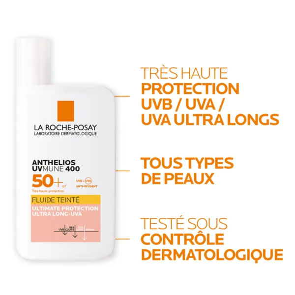 La Roche-Posay ANTHELIOS - SPF50+ Fluide Solaire Teinté avec Parfum Peaux normales à Mixtes 50ml – Image 3
