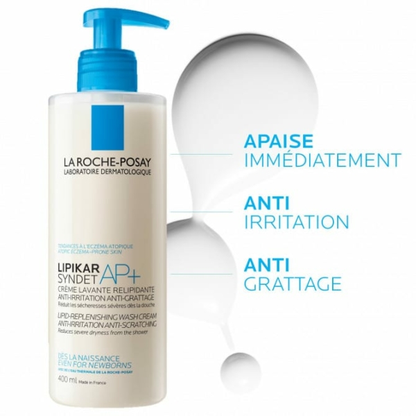 La Roche-Posay - Lipikar AP+ Syndet Crème Lavante Peaux Tendance Eczéma Atopique 400ml