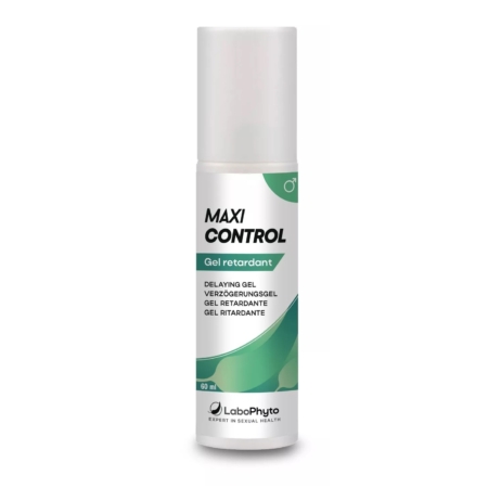 Un flacon blanc et vert étiqueté "Labophyto MaxiControl Gel Retardant 60 ml" présente un texte multilingue et contient 60 ml de produit. Dakar