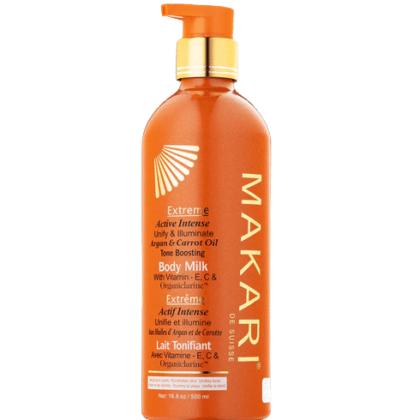 Makari - Extreme Argan Carrot Oil - Lait De Corps Unifiant Anti-tache 500 ml en flacon pompe orange à l'huile d'argan et de carotte