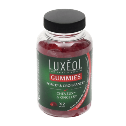 Flacon de Luxéol Force & Croissance Cheveux gummies Boite de 60 pour la force et la croissance des cheveux et des ongles
