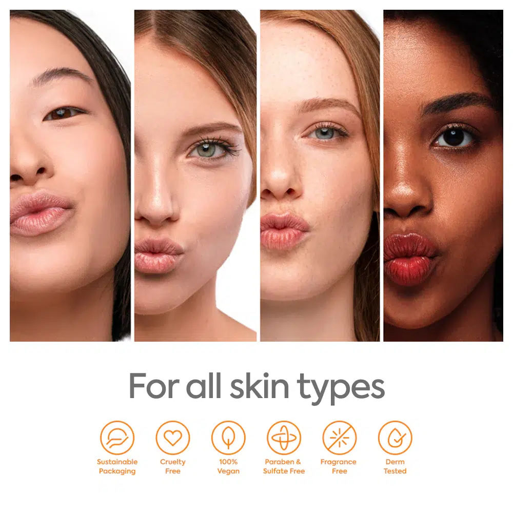 Quatre femmes d'ethnies différentes posent, montrant des tons de peau variés. Caractéristiques : emballage durable, sans cruauté, 100% végétalien - tout comme notre DODIE Biberon Tétine Plate 0 à 6 Mois Débit Moyen Mer Plastique 270 ml - plus sans parfum et testé par le dermatologue. Dakar