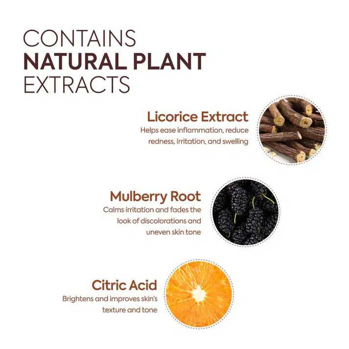 Un graphique indiquant "Contient des extraits naturels de plantes" montre de la réglisse, des mûres et de l'orange, reflétant les soins doux et naturels de Dodie Biberon initiation+ Verre Oiseau Vert 0-6 mois Débit 1 Anti Colique 150 ml pour apaiser la peau délicate des bébés. Dakar