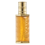 Un flacon rectangulaire or et ambre de Makari Sérum Réparateur et Clarifiant pour la Peau avec un motif et un bouchon or, présenté à côté de Dodie 30 Coussinets pour une touche d'élégance dans votre routine quotidienne. Dakar