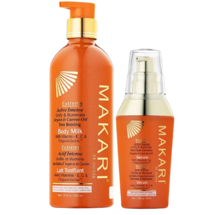 Makari Extreme Argan Et Carotte : Mes essentiels de Soin éclaircissant Unifiant et Illuminatrice : Lait + Sérum