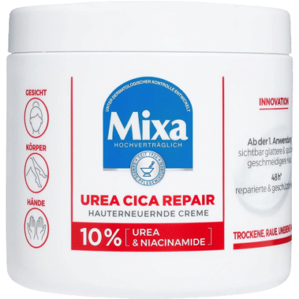 Mixa Urea Cica Repair Crème Régénérante Peau Sèche Rugueuse Et Inégale du Visage du Corps et des Mains 400 ml
