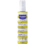 Flacon de Mustela BÉBÉ SOLAIRE - Spray Solaire Haute Protection SPF50 - Peau Sensible