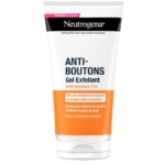Un tube de 150ml de Neutrogena Anti-boutons : gel exfoliant à L'acide Salicylique, pour les peaux à tendance acnéique. Son emballage blanc avec une étiquette orange et un texte noir met en valeur sa formule anti-acné ciblée. Dakar
