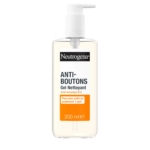 Le gel nettoyant à l'acide salicylique 200 ml de Neutrogena Anti-boutons est présenté dans un flacon transparent avec une pompe blanche et promet une peau plus claire en un jour - parfait pour un usage quotidien. Dakar