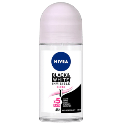 Nivea Black And White Invisible Clear Déodorant Roll-On 0% Alcool 48h 50 ml