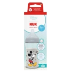 Un biberon Nuk Disney « Perfect Match » Mickey Mouse, taille M, adapté aux bébés à partir de 3 mois (260 ml, 1 pièce), orné d'une illustration de Mickey Mouse. Dakar