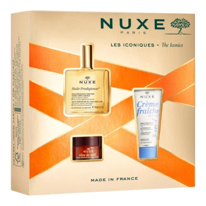 Le Coffret Cadeau Visage et Corps Nuxe Huile Prodigieuse The Iconics 3pcs est un coffret cadeau or et orange de NUXE Paris, comprenant trois essentiels visage et corps fièrement labellisés « Made in France ». Dakar