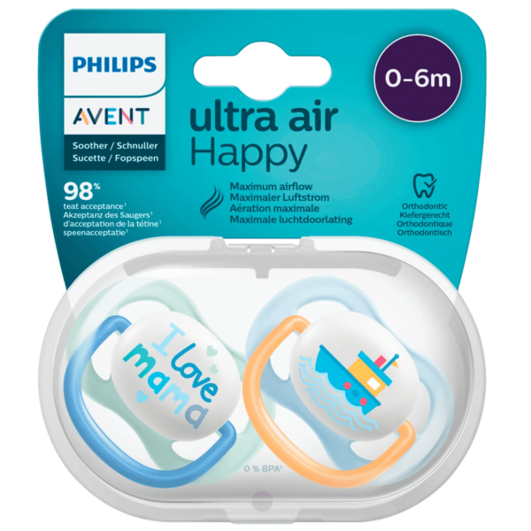Conditionnement pour Philips Avent Sucette Ultra Air Happy 2 Pièces (Age
