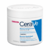 Un pot blanc de Baume Hydratant CeraVe présente un texte bleu et noir. L'étiquette souligne son adéquation aux peaux sèches à très sèches, sa formule sans parfum et son infusion de céramides essentiels et d'acide hyaluronique. Le pot contient 454 g (16 oz) de crème hydratante. Dakar