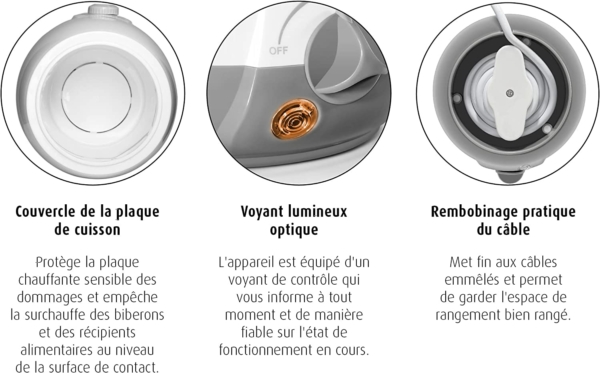 Reer Chauffe Biberons et Bocaux avec Fonction de Maintien au Chaud Blanc/Gris 1 Pièce – Image 2