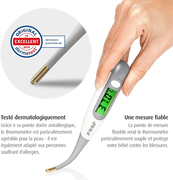 Reer Pro Thermomètre Numérique pour Bébés et Enfants avec Écran Éclairé Pointe Flexible 1 pièce – Image 2