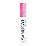 Tube blanc de 75 ml de dentifrice Sanogyl Dentifrice Soin Rose Censives Sensibles avec une étiquette rose indiquant "Soin Rose gencives sensibles" et un marquage vertical bleu "SANOGYL" sur le devant. Dakar