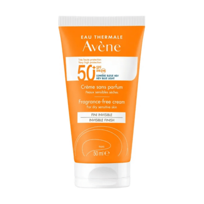 Avene SOLAIRE Crème Sans Parfum SPF50+ Visage Peaux Sensibles et Sèches 50ml