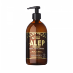 Un flacon marron de MKL Savon d'Alep certifié BIO 500 ml avec distributeur à pompe