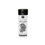 Un flacon cylindrique étiqueté « Shunga Crème Intensifiante Dragon Sensible 60 ml » avec une illustration de dragon sur le devant