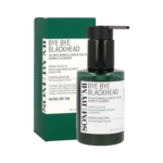 Une bouteille verte et transparente de Some By Mi Nettoyant Thé Vert Miracle 30 Jours "Bye Bye Blackhead Miracle Green Tea Tox" 120g se trouve à côté de sa boîte verte assortie, toutes deux affichant les ingrédients clés du produit et les détails sur leurs étiquettes. Dakar