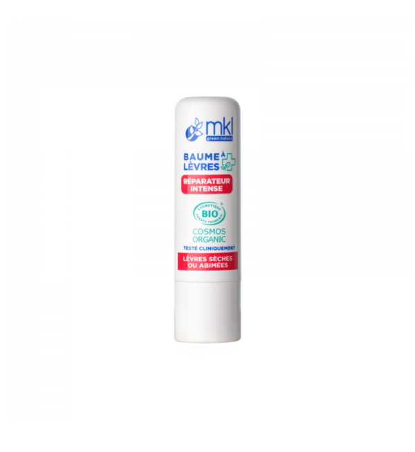 Un tube blanc de MKL Baume Lèvres certifié BIO - Réparateur intense 4 g
