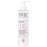 Un flacon de 200 ml de nettoyant démaquillant sans parfum SVR Sensifine Dermo Nettoyant Peaux Réactives avec un distributeur à pompe pratique