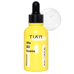 Un flacon jaune vif de Tiam Vita B3 Source Sérum 10 % Niacinamide