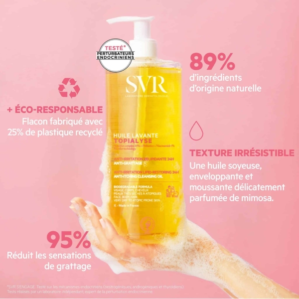 SVR TOPIALYSE Huile Lavante Anti-Irritation Relipidante Peaux Sensibles 1L – Image 2