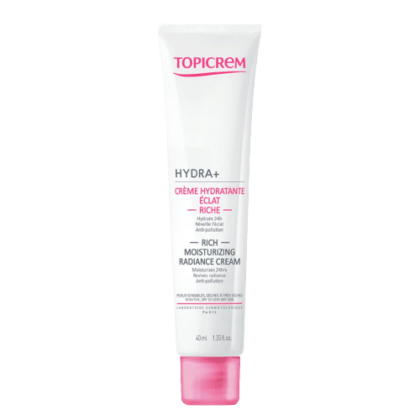 Un tube de Topicrem HYDRA+ Crème Riche Hydratante Éclat Peau Sèche 40 ml