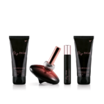 Coffret parfum et lotion pour le corps composé du coffret prestige Mauboussin Parfums My Twist dans un packaging noir et or rose