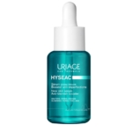 Un flacon sarcelle d'Uriage HYSEAC Sérum Peau Neuve Peaux Grasses à Imperfections 40ml avec un bouchon compte-gouttes blanc, avec un texte blanc et bleu décrivant sa formule anti-imperfections pour les peaux grasses à imperfections. Dakar