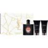 Le coffret Fêtes Black Opium Eau de Parfum comprend un flacon de parfum captivant et deux tubes assortis. Il est élégamment emballé en blanc avec le logo YSL doré emblématique et des lignes dorées abstraites, incarnant le luxe et l'art moderne. Dakar