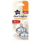 L'emballage du Lot de 2 tétines Closer to nature débit épais de TOMMEE TIPPEE est blanc avec des accents orange, avec deux tétines à débit épais pour les bébés de 6 mois et plus. L'emballage sans BPA met l'accent sur une conception semblable à celle du sein pour favoriser une expérience d'allaitement naturelle. Dakar
