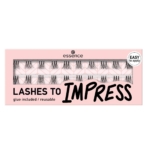 Essence Cosmetics propose ses Faux Cils Prédécoupés LASHES TO IMPRESS, dotés d'un emballage rose chic avec plusieurs paires visibles à travers une fenêtre transparente. La boîte, comprenant la colle, met l'accent sur la « facilité d'application » pour les cils réutilisables. Dakar