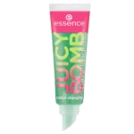 Le brillant à lèvres Essence Juicy Bomb Shiny Lipgloss 107 Glowy Gummy, dans un emballage vert vif avec un capuchon rose et un texte blanc, bénéficie d'un effet changeant de couleur et d'une teinte verte chatoyante pour améliorer votre routine beauté. Dakar
