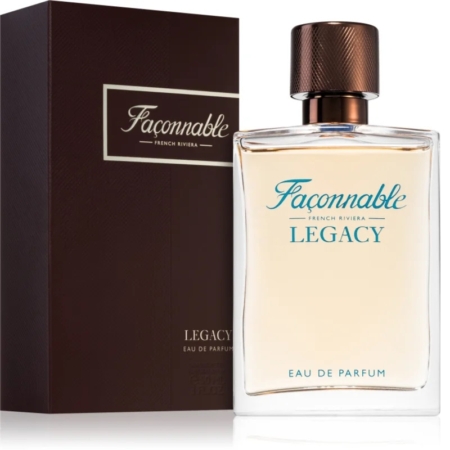 Le flacon de 90 ml de l'Eau de Parfum Façonnable Legacy se dresse élégamment devant son coffret rectangulaire marron foncé assorti. Son verre transparent, son bouchon en bronze et son lettrage bleu reflètent la sophistication de l'Eau de Toilette Intense Façonnable Regatta, avec le logo et le texte dorés ornant le coffret. Dakar