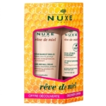 Le Duo Rêve de Miel de Nuxe, composé d'une Crème Mains et Ongles de 30 ml et d'un Stick Lèvres Hydratant de 4 g, est présenté dans un packaging orné d'un motif nid d'abeille et affichant « Offre Découverte » en français et en anglais, une délicieuse introduction à la gamme nourrissante de Nuxe Paris. Dakar