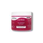 Un pot de gel coiffant Activlong Paris Control, avec une étiquette rose et blanche. Le produit porte l'inscription « Extra Strong-Hold » en anglais et en français. Le contenant est arrondi et muni d'un couvercle blanc. Dakar