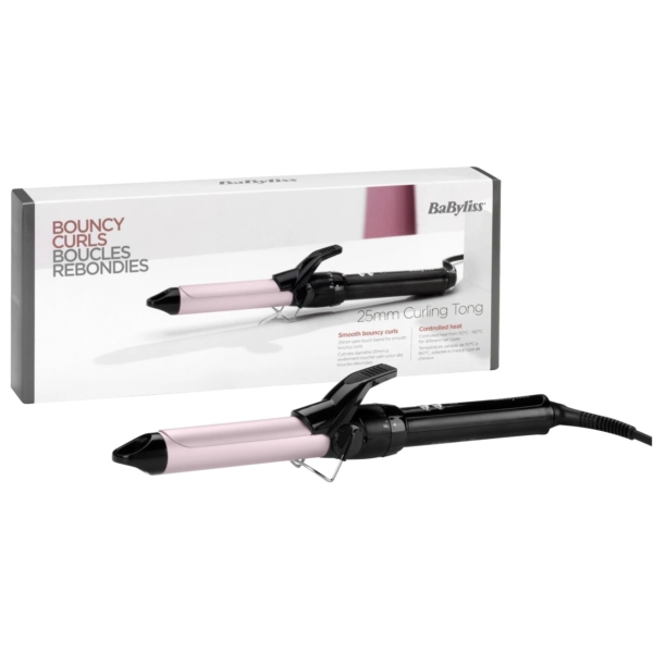 Le Fer à Friser avec Pince Boucleur Cheveux BaByliss 25 mm arbore un design rose et noir chic, avec un emballage mettant en avant des boucles rebondissantes et une chaleur contrôlée. Ce fer à friser est équipé d'une pince à ressort et d'un cordon d'alimentation pour un coiffage facile. Dakar