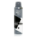 Un aérosol gris de l'antisudorifique Dove Men+Care Advanced, étiqueté « Protection Invisible Dry 72 H », arbore un design noir et argenté et prétend prévenir les traces blanches et jaunes. Dakar