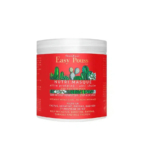 Un pot rouge et blanc de masque Nutri Masque Easy Pouss, avec des images de cactus et des informations détaillées sur le produit en français et en anglais. Il est décrit comme un masque antichute ultra-protéiné contenant des ingrédients comme le cactus et la kératine. Dakar
