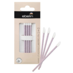 Une boîte de bâtons correcteurs de maquillage Ebelin, présentée dans un emballage beige clair. Quatre bâtons sont présentés à l'extérieur, chacun doté d'un manche rose et d'embouts blancs effilés, conçus pour un ajustement précis du maquillage. Dakar