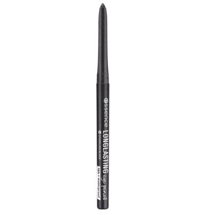 Un crayon yeux longue tenue Essence noir à pointe rétractable. Ce crayon élégant est orné d'un texte blanc sur le côté, indiquant la marque et le nom du produit. Dakar