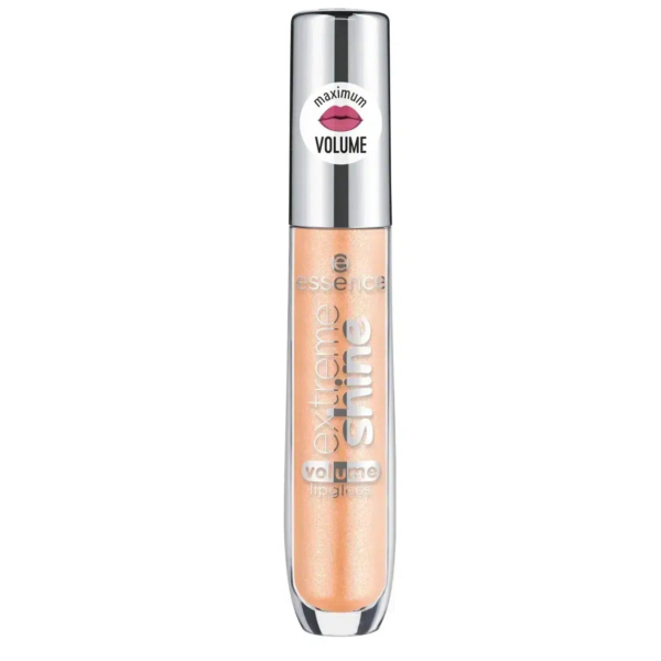 Un tube de gloss volume brillance extrême Essence, dans une teinte pêche scintillante. Son emballage est doté d'un bouchon argenté orné d'une étiquette représentant un petit dessin de lèvres surmonté de l'inscription « volume maximum ». Dakar