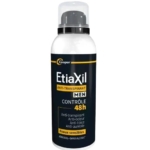 Spray déodorant anti-transpirant Etiaxil Men, offrant une protection 48 heures, conçu pour les peaux sensibles. Anti-odeurs, anti-traces et sans alcool. Emballage noir et blanc avec touches orange. Dakar