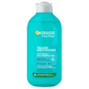 Un flacon bleu sarcelle de tonique quotidien Garnier Hautklar. Ce tonique anti-imperfections contient de la niacinamide et du BHA, et convient aux peaux grasses et mixtes. Il est fabriqué à partir de plastique 100 % recyclé. Dakar