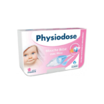 L'image montre une boîte de mouche-bébé « Physiodose », avec une photo de bébé à gauche. L'emballage met en valeur le filtre hygiénique et porte la mention « Fabriqué en France ». Il est de couleur rose et blanc et comporte les informations de la marque. Dakar