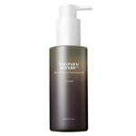 Un flacon d'huile nettoyante profonde Haruharu Wonder Black Rice Moisture. Transparent, il présente un dégradé foncé et une pompe blanche. L'étiquette indique « Non parfumé » et le flacon contient 150 ml. Dakar